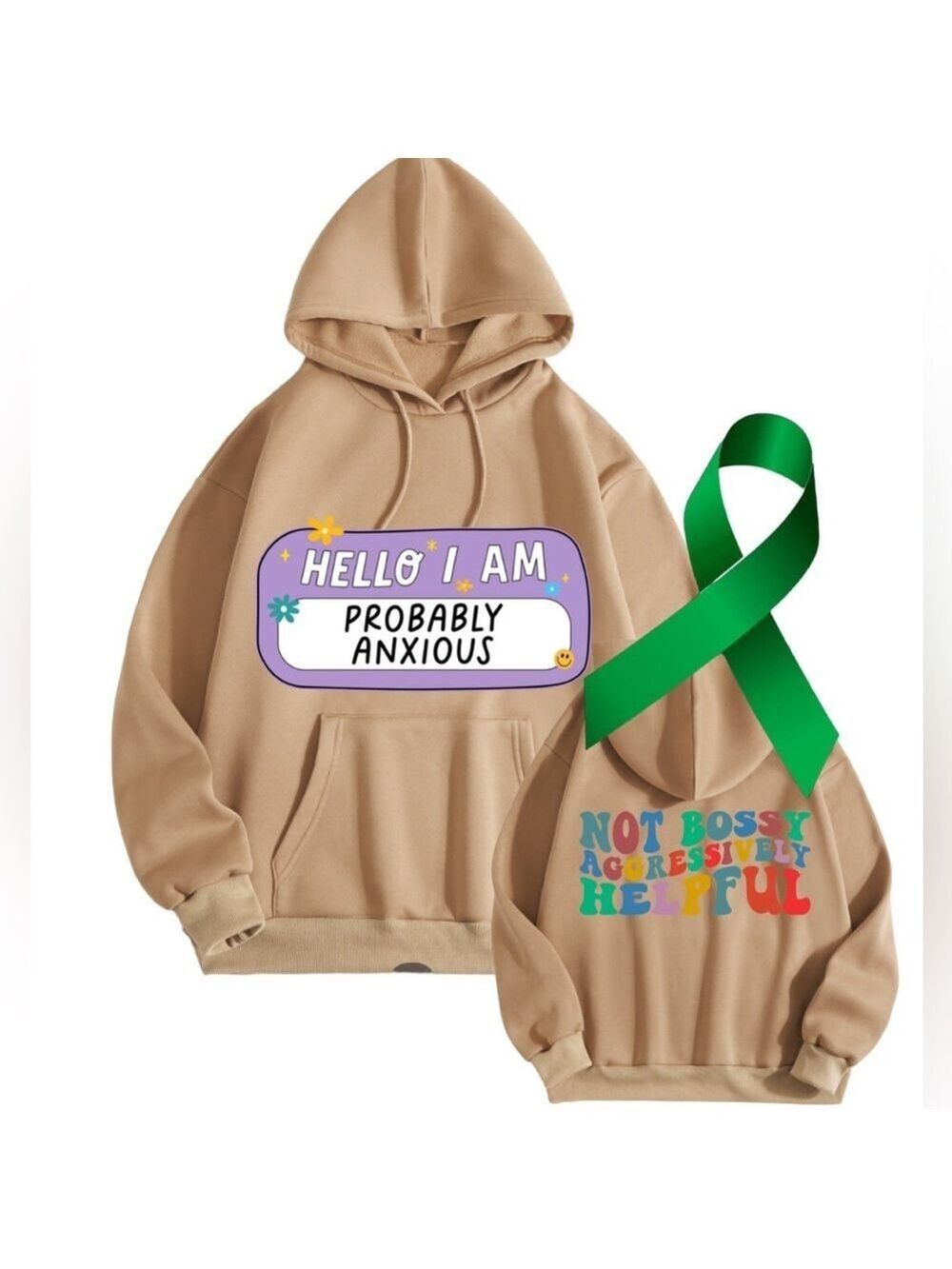 Anxious Anxiety Mental Health graphic pullover hoodie sweatshirt XL